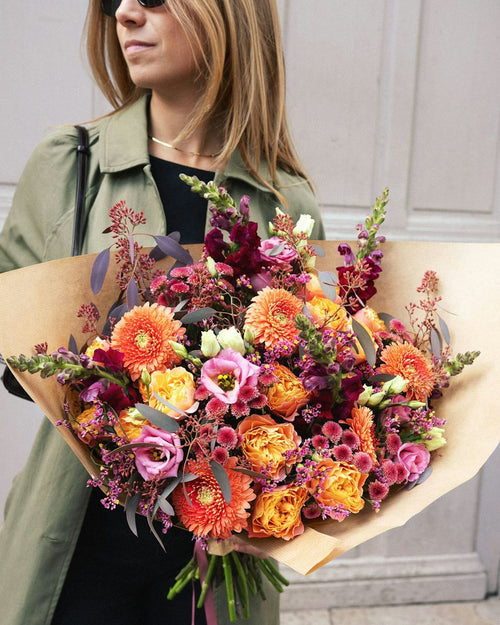 Amsterdam Warm Autumnal Lisianthus & Rose Bouquet
